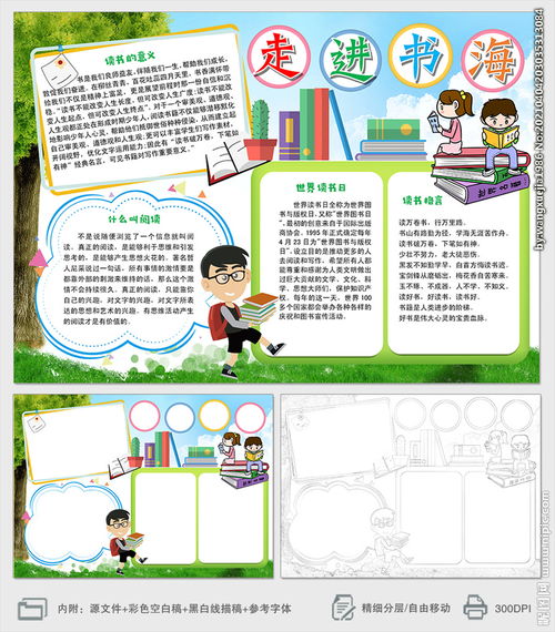 走进书海世界读书日小报手抄报图片