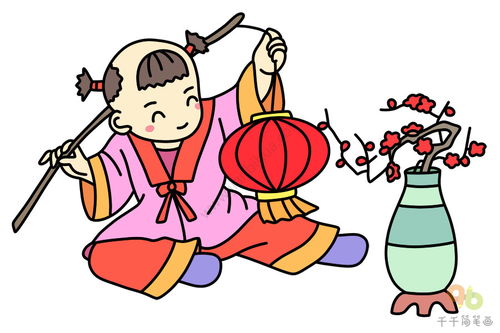 春节年画娃娃简笔画