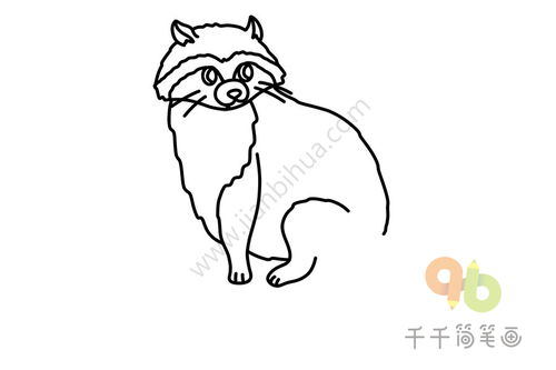 亲子画浣熊简笔画