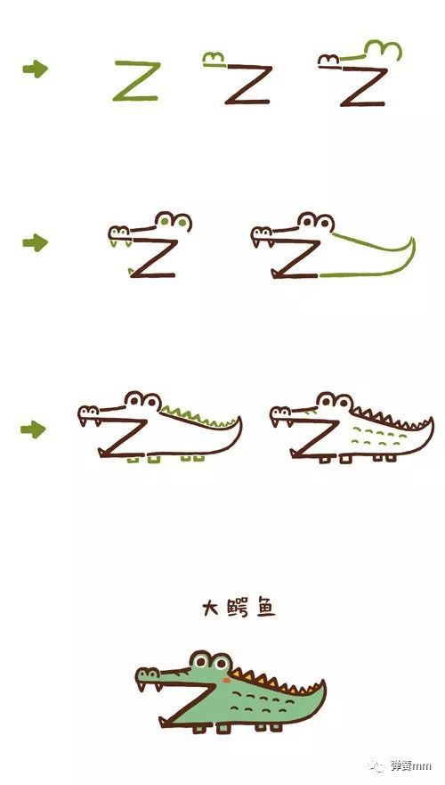 从a到z,用英文字母画超萌的小动物简笔画,soeasy