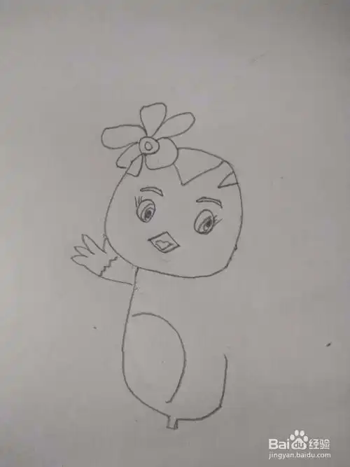 动画片萌鸡小队中的朵朵简笔画画法