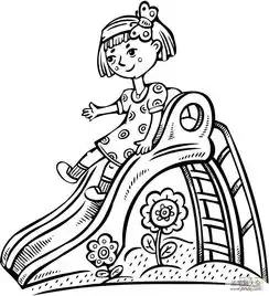 小女孩玩滑滑梯