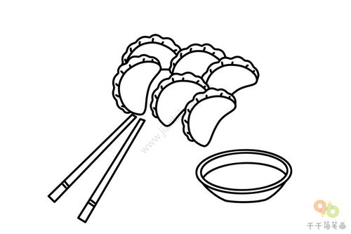 春节吃饺子简笔画