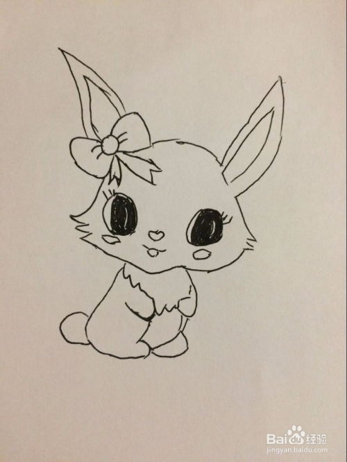 儿童简笔画戴蝴蝶结小兔子的画法