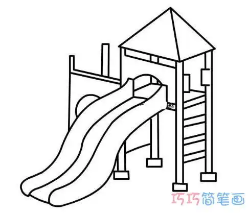 滑滑梯简笔画儿童滑滑梯的画法图片教程