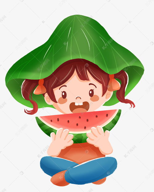 夏至夏日女孩吃西瓜夏天素材图片免费下载千库网