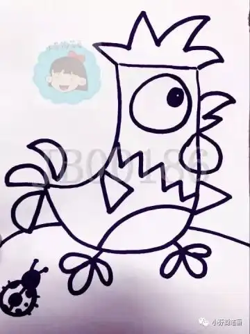 儿童简笔画骄傲的大公鸡,超级简单
